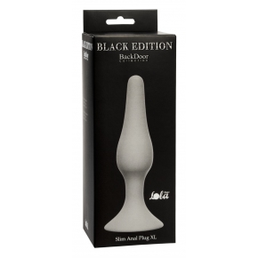 Slim Anal Plug XL, серая — анальная пробка из силикона, 15.5×3.6 см