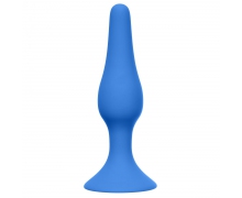 Slim Anal Plug Medium, синяя — анальная пробка из силикона, 11.5×2.7 см