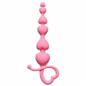 Begginers Beads, розовая — анальная цепочка из силикона, 18×3 см