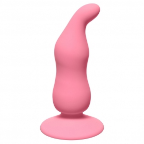 Waved Anal Plug, розовая — анальная пробка из силикона, 11×3.1 см