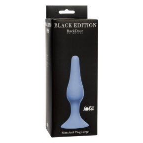 Slim Anal Plug Large, синяя — анальная пробка из силикона, 12.5×3.1 см