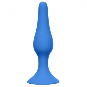 Slim Anal Plug Large, синяя — анальная пробка из силикона, 12.5×3.1 см
