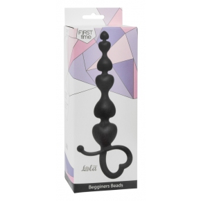 Begginers Beads, черная — анальная цепочка из силикона, 18×3 см