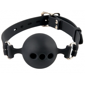 Кляп-шар с отверстиями для дыхания Pipedream Silicone Breathable Ball Gag Small, чёрный