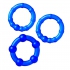 Набор из 3-х синих эрекционных колец с разным рельефом