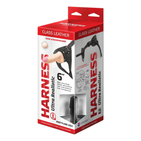 Ultra Realistic Harness 6" — насадка на кожаных трусиках, 18.5×3.5 см