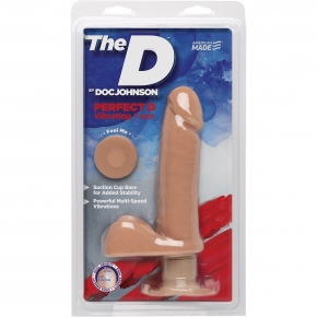 Вибратор Doc Johnson The D Perfect D Vibrating 7" with Balls, телесный