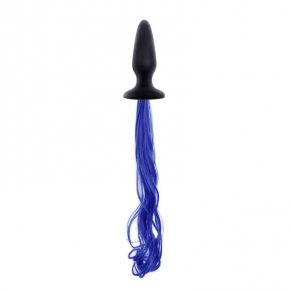 Анальная втулка с хвостом NS Novelties Unicorne Tails, чёрная с синим