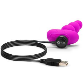 Анальные вибробусы на пульте ДУ b-Vibe Triplet Anal Beads, фуксия