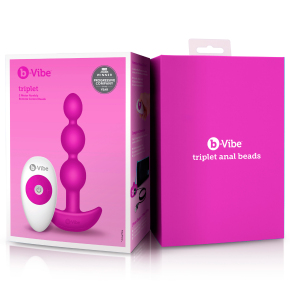 Анальные вибробусы на пульте ДУ b-Vibe Triplet Anal Beads, фуксия