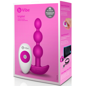 Анальные вибробусы на пульте ДУ b-Vibe Triplet Anal Beads, фуксия