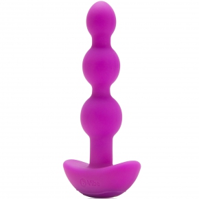 b-Vibe Triplet Anal Beads, фуксия — анальные вибробусы на пульте ДУ, 13.8×3 см