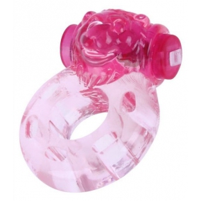 Розовое эрекционное виброкольцо «Медвежонок»