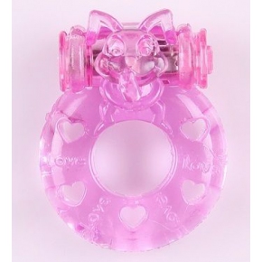 Розовое эрекционное кольцо «Задорный кролик» с мини-вибратором