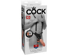 Мужской страпон Pipedream 11" Hollow Strap-On Suspender System, телесный