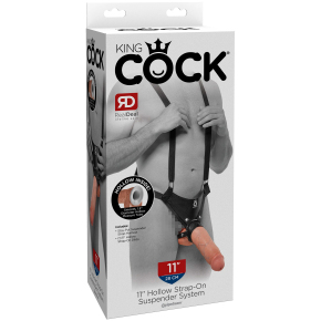 Мужской страпон Pipedream 11" Hollow Strap-On Suspender System, телесный