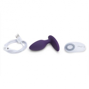 Фиолетовая анальная пробка для ношения We-Vibe Ditto с вибрацией, пультом и управлением со смартфона, 8.8 см