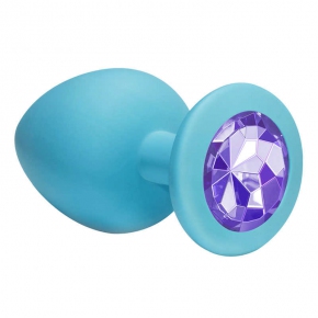 Анальная пробка Cutie Large, голубая с фиолетовым кристаллом