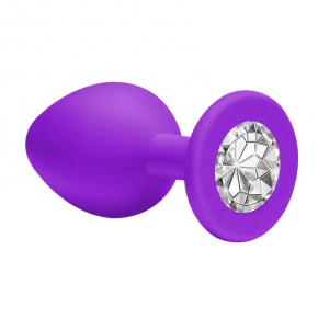 Анальная пробка Cutie Medium, фиолетовая с прозрачным кристаллом