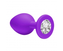 Анальная пробка Cutie Small, фиолетовая с прозрачным кристаллом