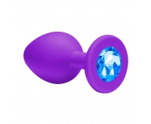 Анальная пробка Cutie Small, фиолетовая с голубым кристаллом
