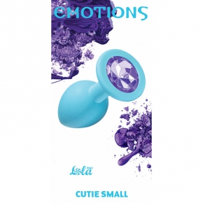 Анальная пробка Cutie Small, голубая с фиолетовым кристаллом