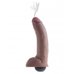 Фаллоимитатор с эффектом семяизвержения Pipedream 9" Squirting Cock with Balls, коричневый