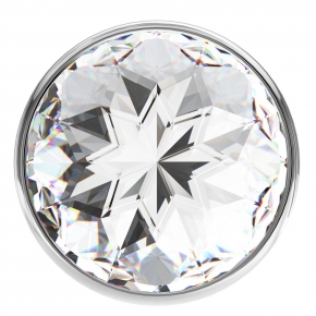 Анальная пробка Clear Sparkle Large, серебристая с прозрачным кристаллом