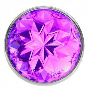 Анальная пробка Purple Sparkle Small, серебристая с фиолетовым кристаллом