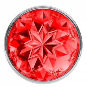 Анальная пробка Red Sparkle Large, серебристая с красным кристаллом
