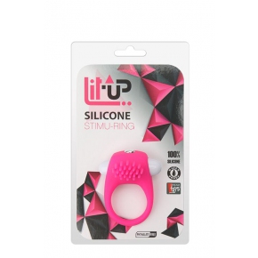 Эрекционное кольцо с щеточкой Lit-Up Silicone Stimu Ring 5, розовое