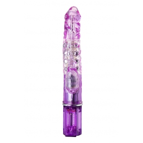 Фиолетовый хай-тек вибратор High-Tech fantasy с бусинами и отростком