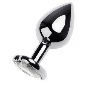 Анальная пробка с прозрачным кристаллом-сердцем Metal