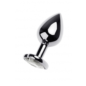 Анальная пробка с прозрачным кристаллом-сердцем Metal