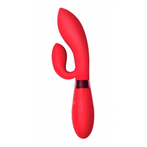 Indeep Gina, красный — вагинально-клиторальный вибратор из силикона, 20×3.3 см