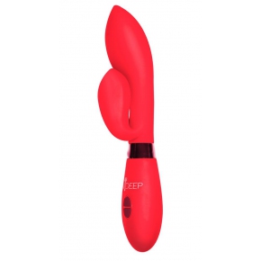 Indeep Gina, красный — вагинально-клиторальный вибратор из силикона, 20×3.3 см