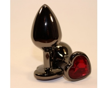 Чёрная пробка с красным сердцем-кристаллом, 7×2.6 см