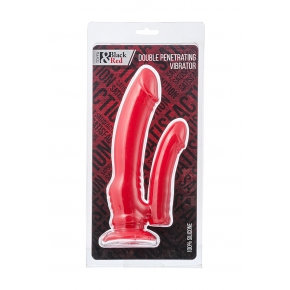 Вибратор для двойного проникновения Black & Red Double Penetrating Vibrator, красный