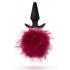 Fur Pom Pom — силиконовая анальная пробка с бордовым заячьим хвостом, ⌀3.6 см