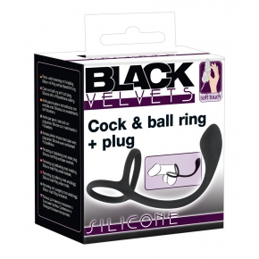 Эрекционное кольцо с утяжкой на мошонку и анальным плагом Orion Cock & Ball Ring + Plug