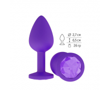 Фиолетовая силиконовая анальная пробка с фиолетовым кристаллом
