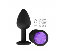 Черная силиконовая пробка с фиолетовым кристаллом