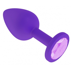Фиолетовая силиконовая анальная пробка с сиреневым кристаллом