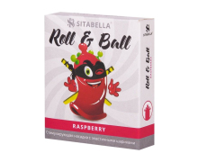 Стимулирующая презерватив-насадка Roll & Ball Raspberry