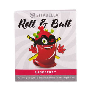 Стимулирующая презерватив-насадка Roll & Ball Raspberry
