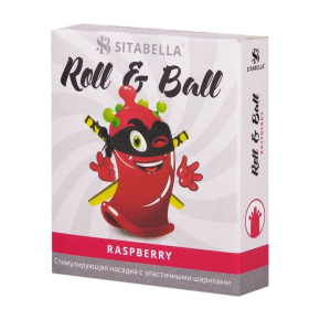 Стимулирующая презерватив-насадка Roll & Ball Raspberry