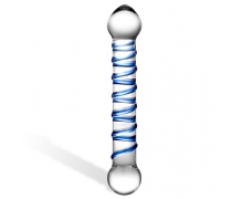 6.5" Spiral Dildo — прозрачный фаллос с голубой спиралью, 17 см