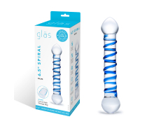 6.5" Spiral Dildo — прозрачный фаллос с голубой спиралью, 17 см