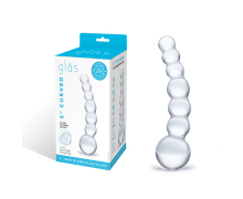 5" Curved Glass Beaded Dildo — изогнутный прозрачный стимулятор, 13 см