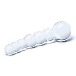 5" Curved Glass Beaded Dildo — изогнутный прозрачный стимулятор, 13 см